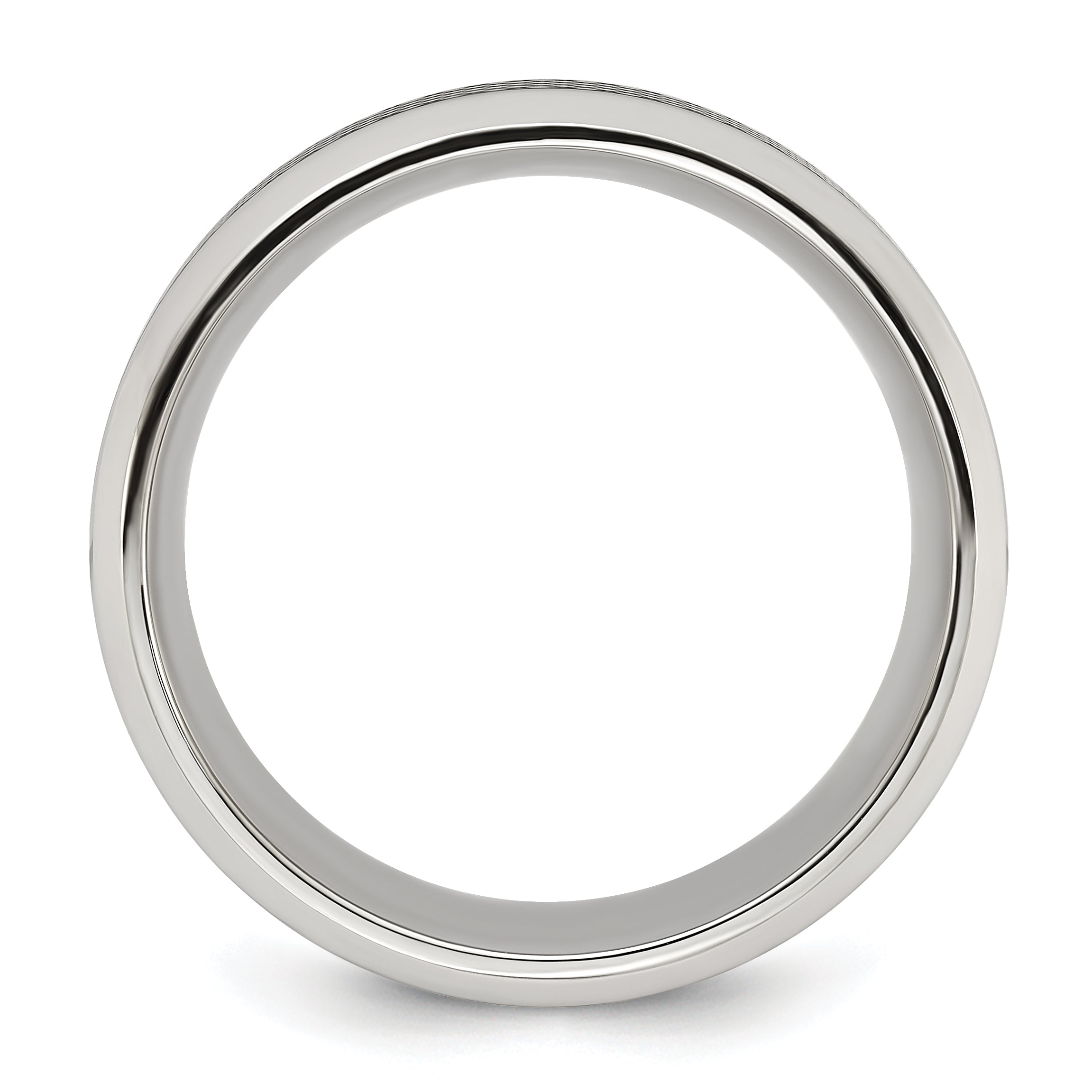 Chisel Stainless Steel Polished with Textured Black IP-plated Center 8mm Band