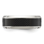 Chisel Stainless Steel Polished with Textured Black IP-plated Center 8mm Band