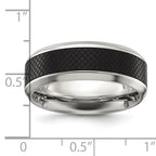 Chisel Stainless Steel Polished with Textured Black IP-plated Center 8mm Band