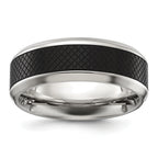 Chisel Stainless Steel Polished with Textured Black IP-plated Center 8mm Band