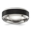 Chisel Stainless Steel Polished with Textured Black IP-plated Center 8mm Band