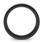 Chisel Stainless Steel Polished Black IP-plated with Scratch Finish Center 8mm Band