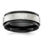 Chisel Stainless Steel Polished Black IP-plated with Scratch Finish Center 8mm Band