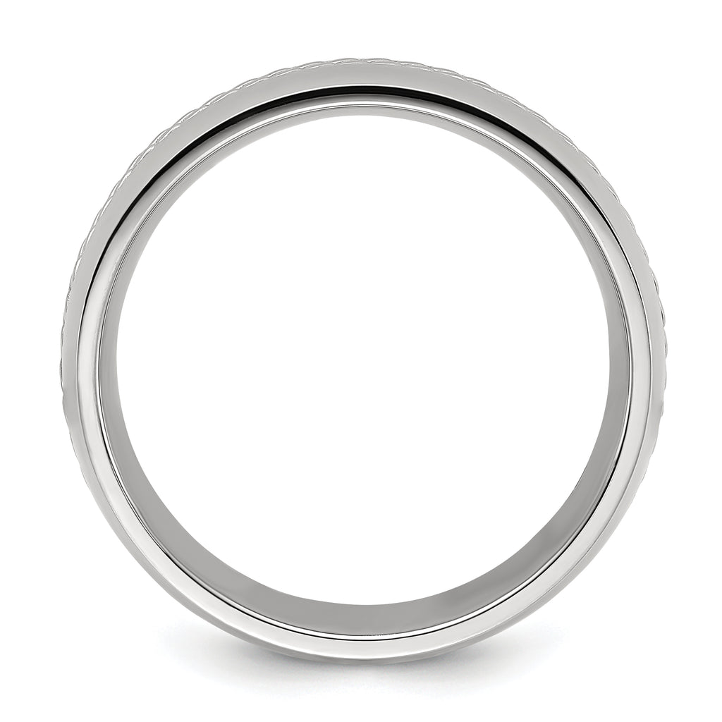 Chisel Stainless Steel Polished with Chain Inlay 7mm Center