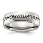 Chisel Stainless Steel Polished with Chain Inlay 7mm Center