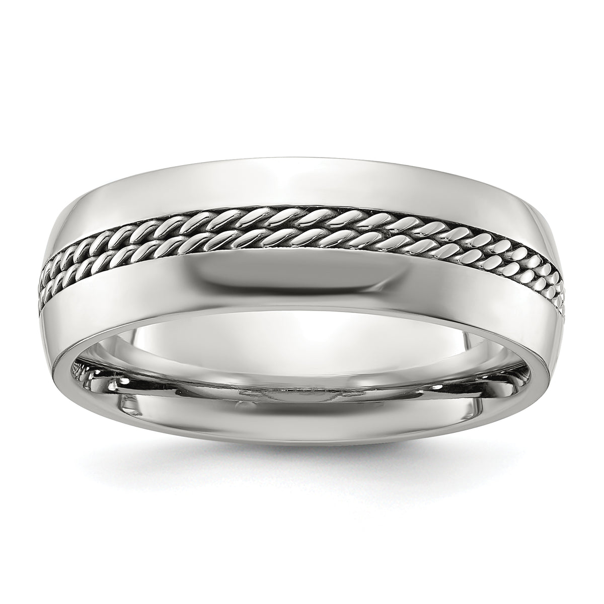 Chisel Stainless Steel Polished with Chain Inlay 7mm Center