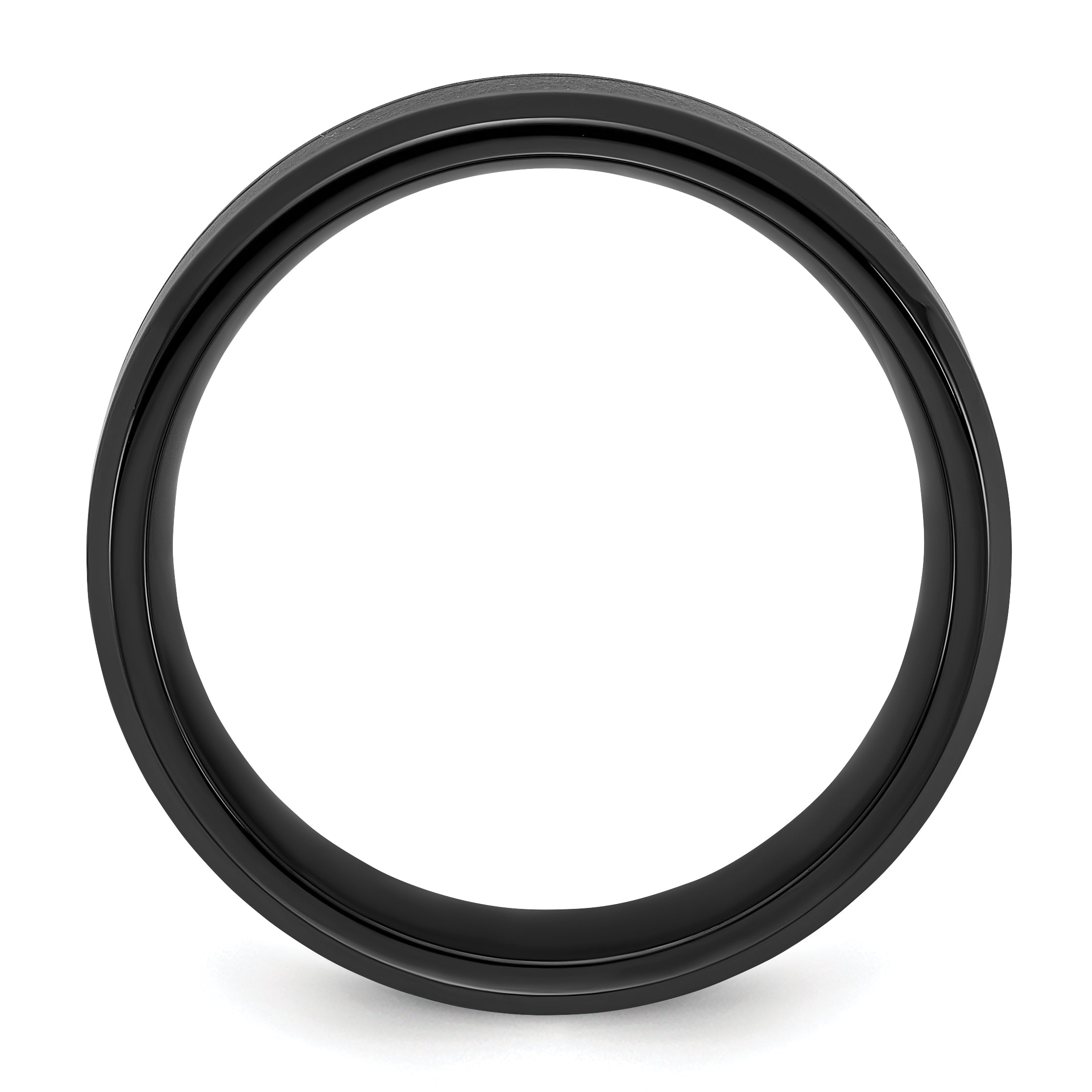 Chisel Stainless Steel Polished Black IP-plated with Blue Star Sandstone Inlay 8mm Band