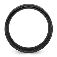 Chisel Stainless Steel Polished Black IP-plated with Blue Star Sandstone Inlay 8mm Band
