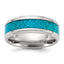 Chisel Stainless Steel Polished with Turquoise Inlay 8mm Band