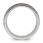 Chisel Stainless Steel Polished with Yellow Tiger's Eye Inlay 8mm Band