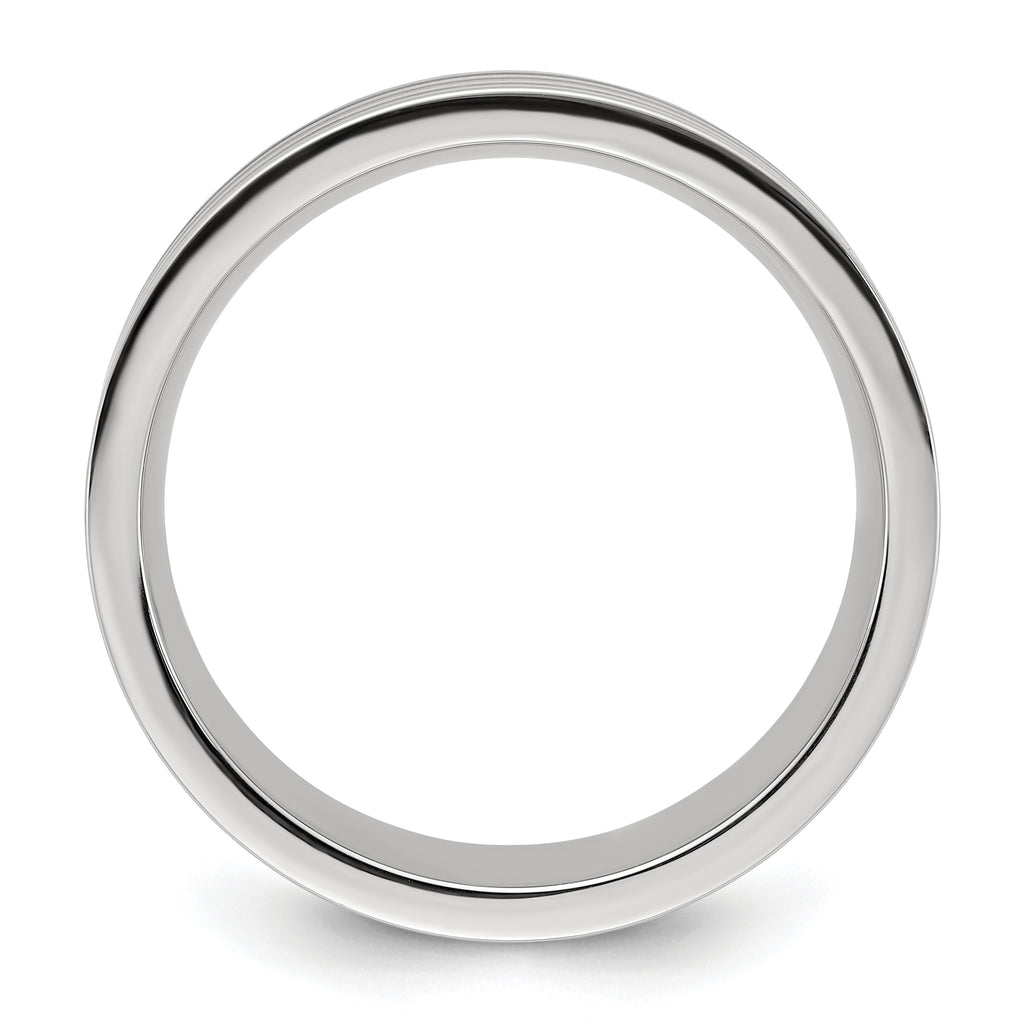 Chisel Stainless Steel Polished with Black Resin and Wood Inlay 8mm Band