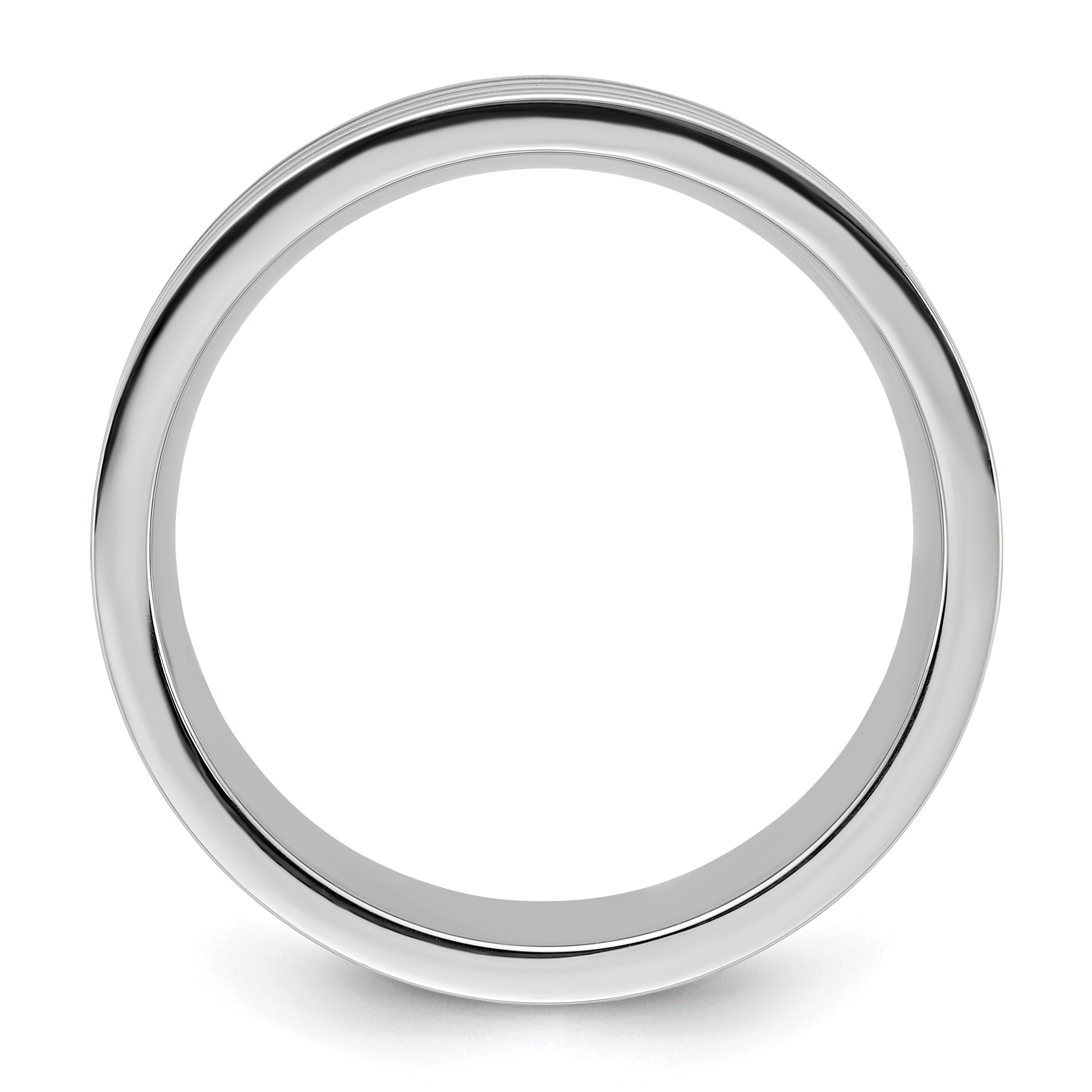 Chisel Stainless Steel Polished with Black Resin and Wood Inlay 8mm Band