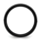 Chisel Stainless Steel Polished Black IP-plated with Imitation Meteorite Inlay 8mm Band