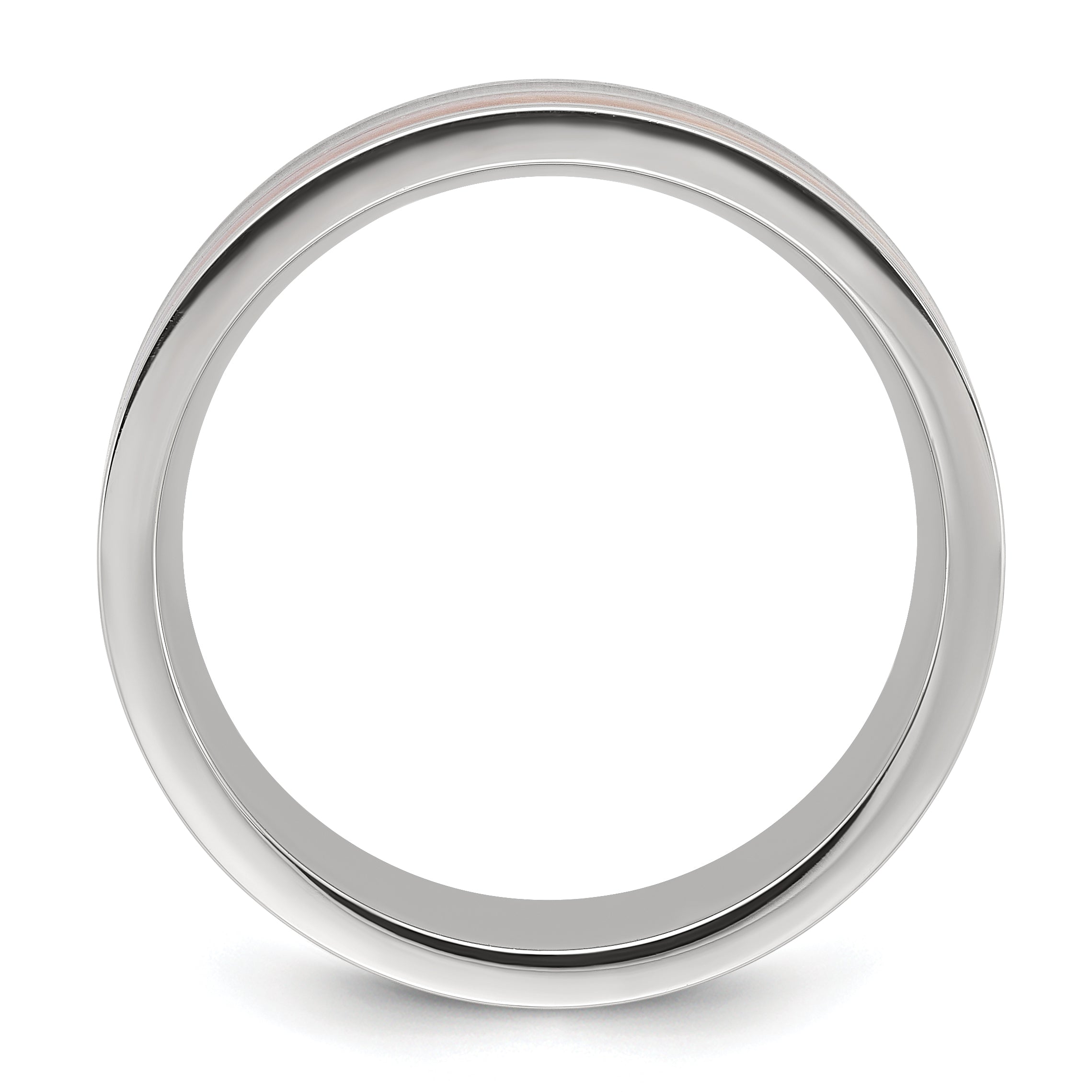 Chisel Stainless Steel Polished with Wood Inlay 8mm Band