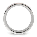 Chisel Stainless Steel Polished with Wood Inlay 8mm Band
