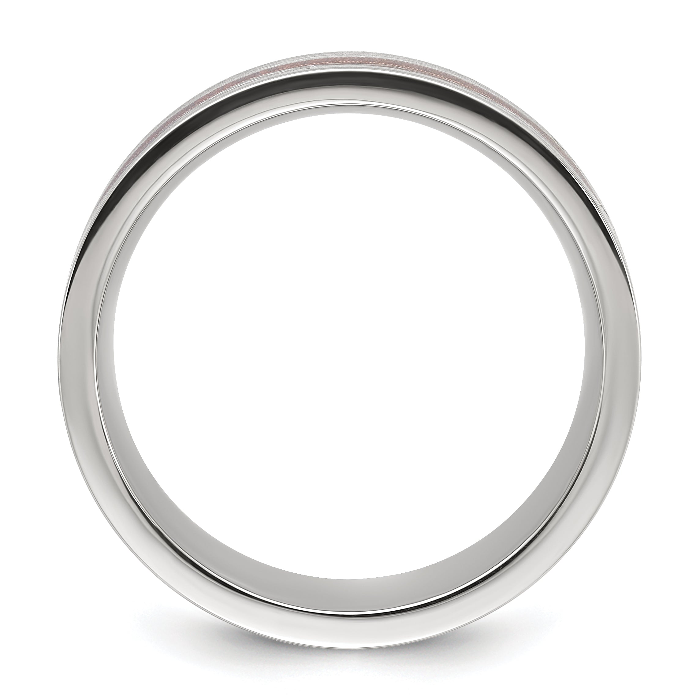 Chisel Stainless Steel Polished with Wood and Imitation Meteorite Inlay 8mm Band Secondary image