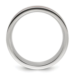 Chisel Stainless Steel Polished with Wood and Imitation Meteorite Inlay 8mm Band