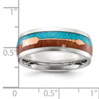 Chisel Stainless Steel Polished Arrow with Turquoise and Wood Inlay 8mm Band