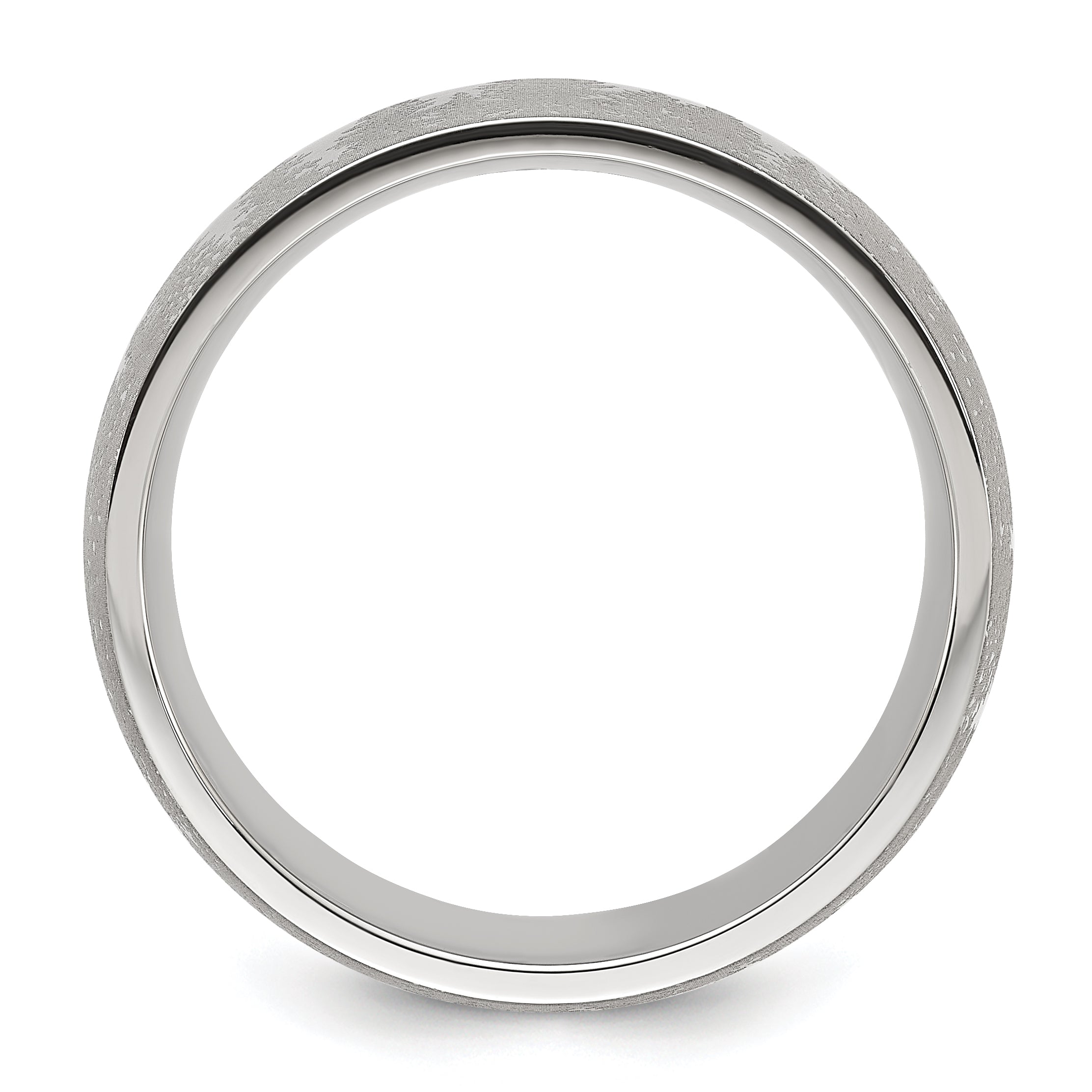 Chisel Stainless Steel Polished with Lasered Tree Design 8mm Band