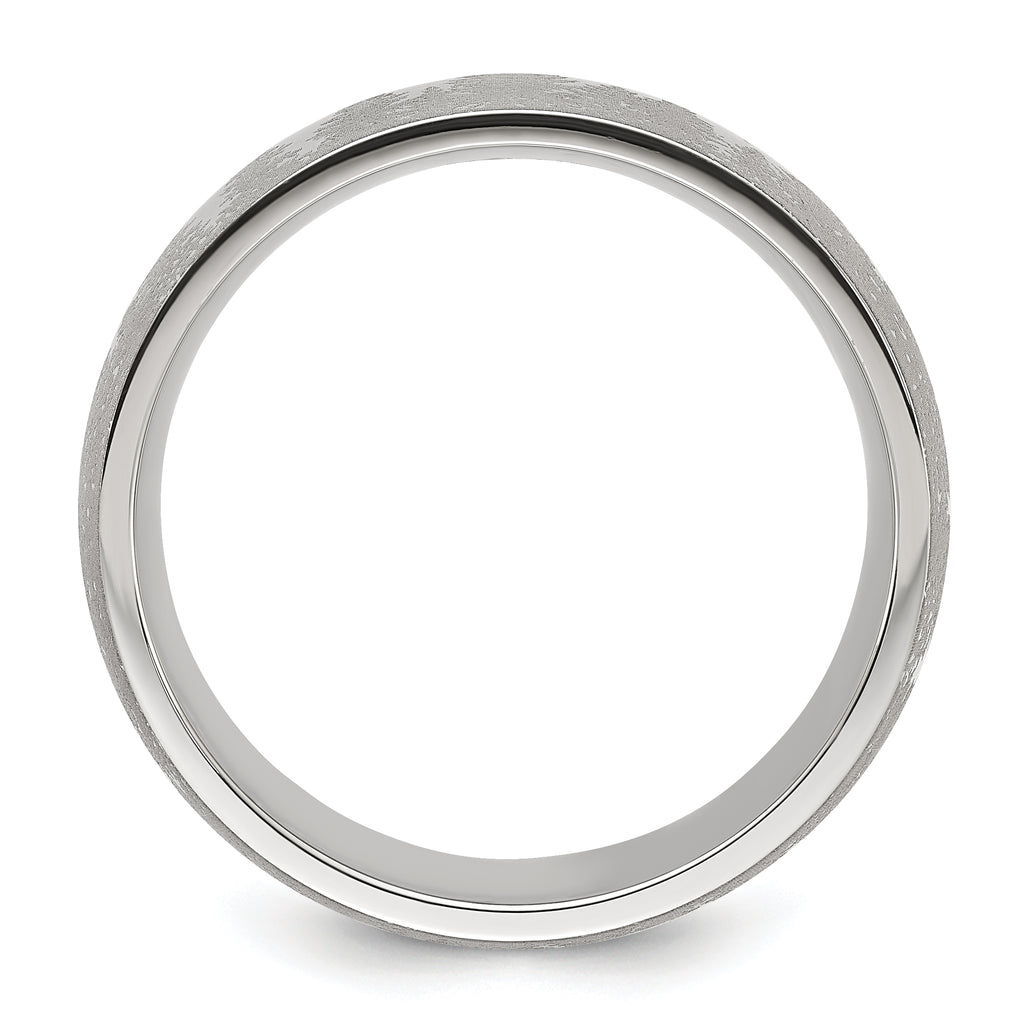 Chisel Stainless Steel Polished with Lasered Tree Design 8mm Band