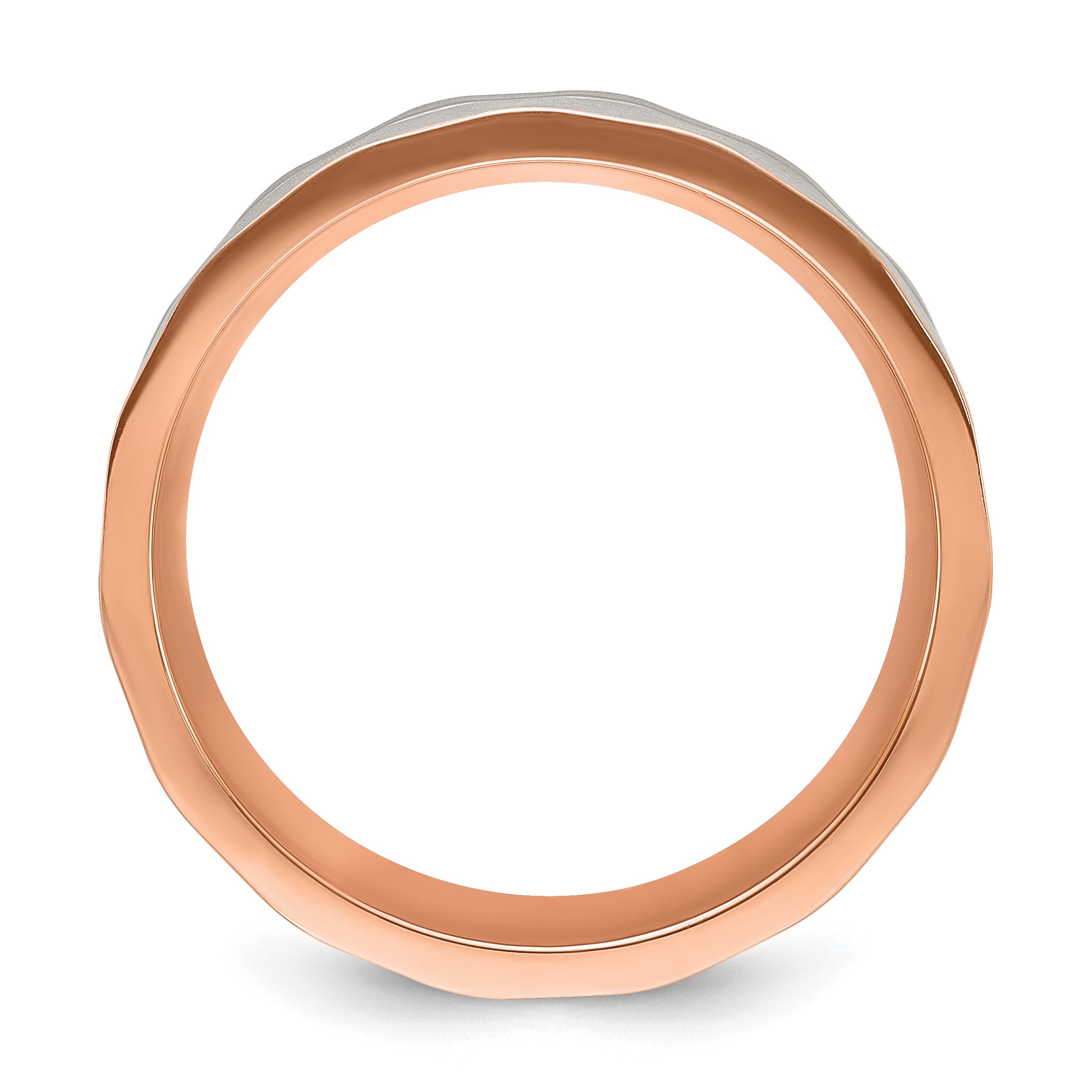 Faceted Rose-Tone Wedding Band in Stainless Steel, 8mm Secondary image