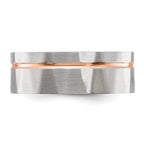 Chisel Stainless Steel Brushed and Polished Faceted Rose IP-plated 8mm Band