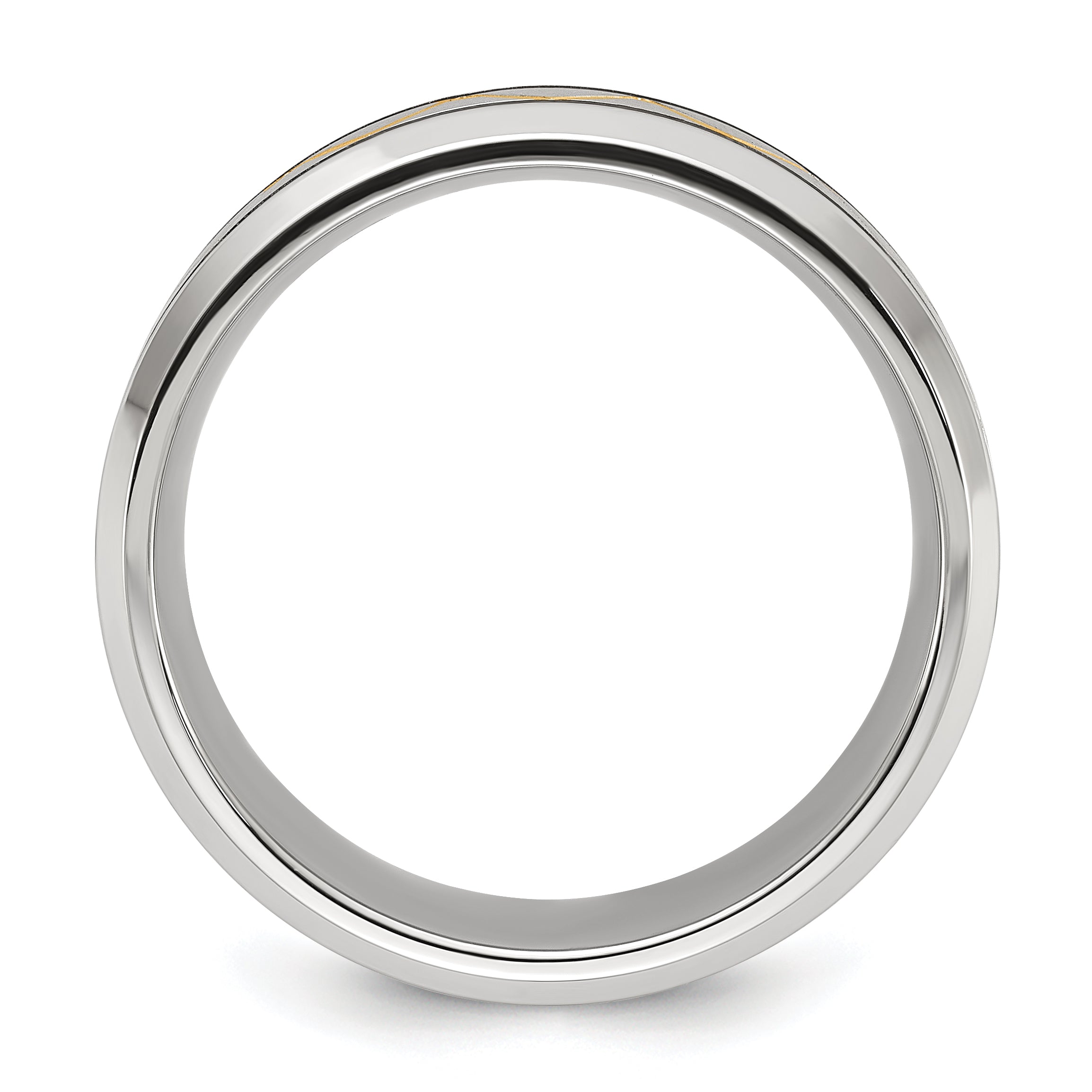 Chisel Stainless Steel Brushed and Polished Yellow IP-plated 8mm Band