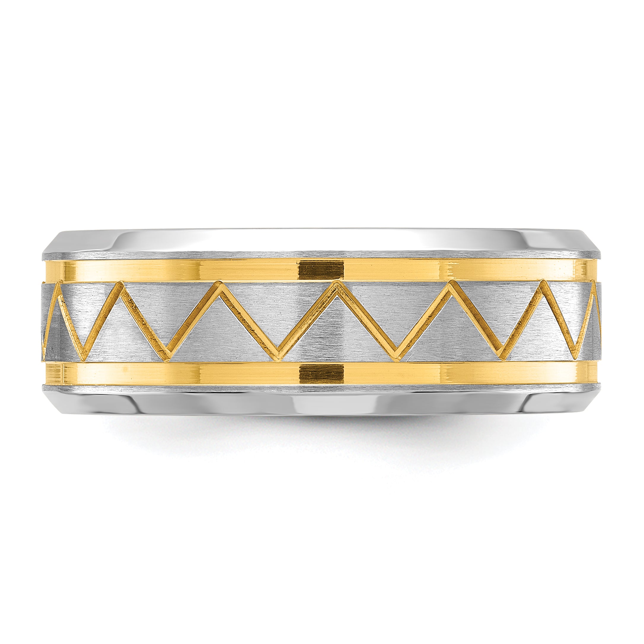 Chisel Stainless Steel Brushed and Polished Yellow IP-plated 8mm Band