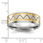 Chisel Stainless Steel Brushed and Polished Yellow IP-plated 8mm Band