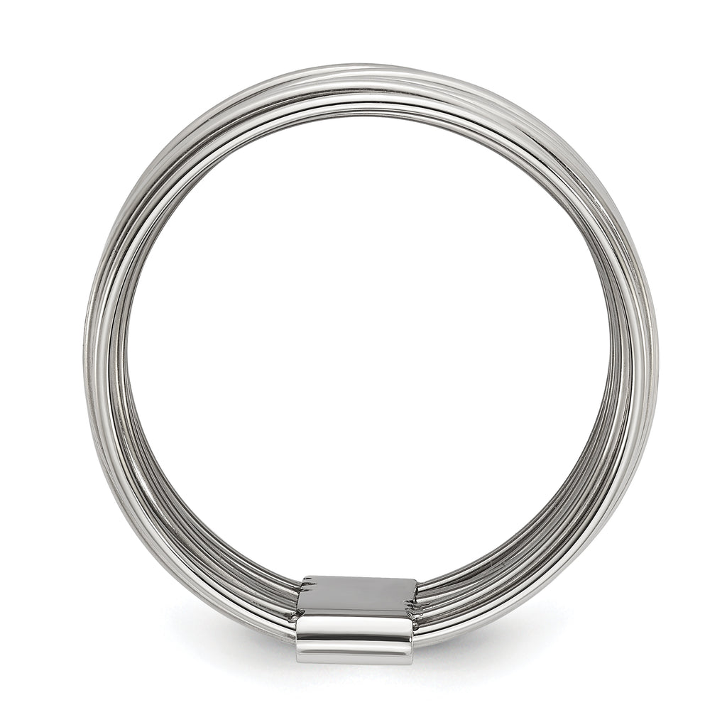Polished Multi-Wire Stainless Steel Ring 13mm