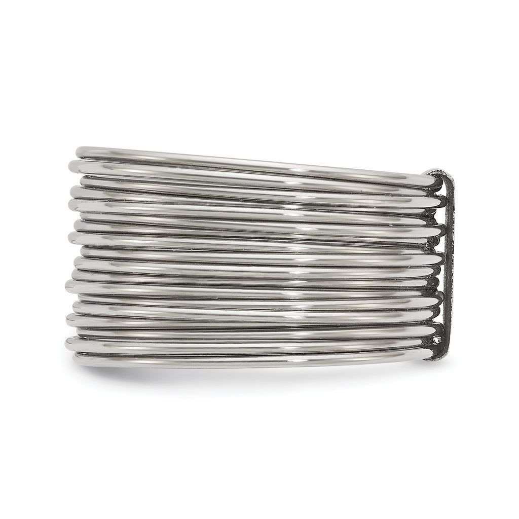 Polished Multi-Wire Stainless Steel Ring 13mm