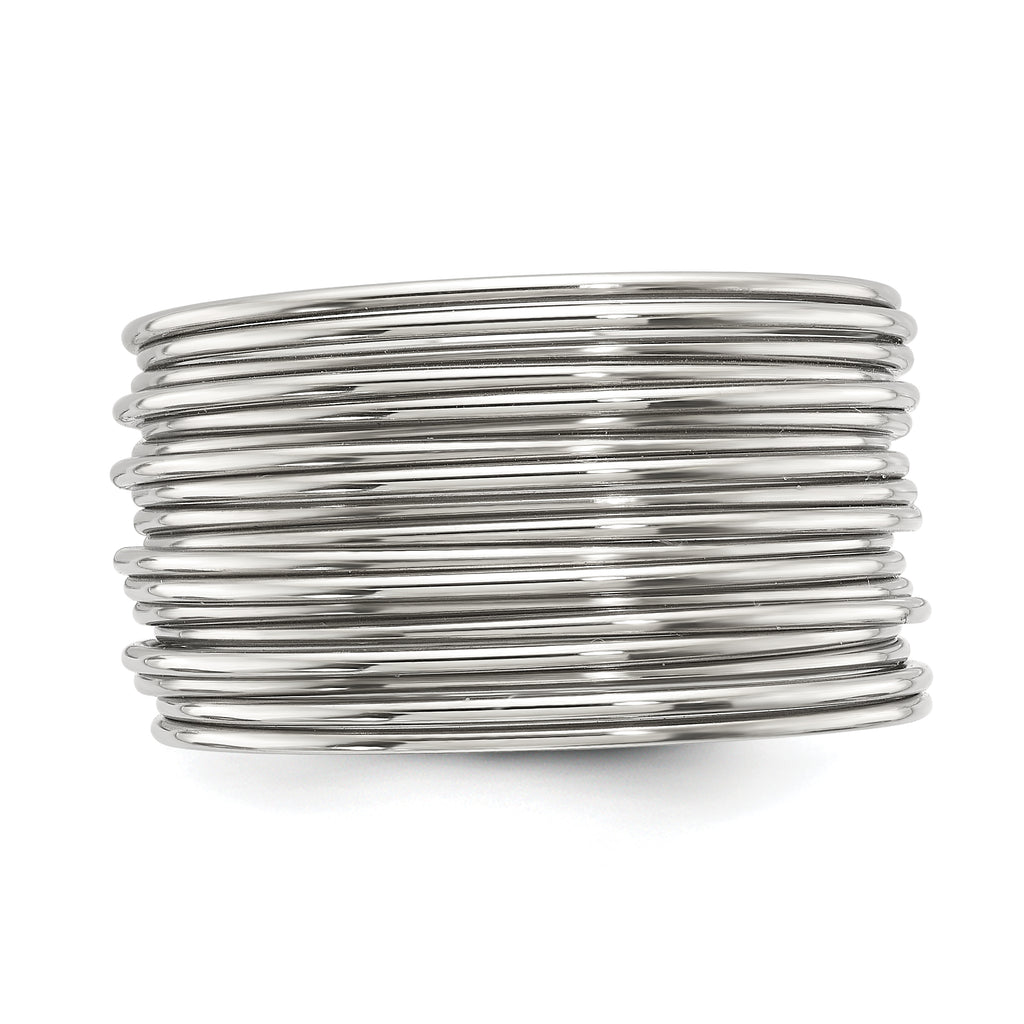 Polished Multi-Wire Stainless Steel Ring 13mm