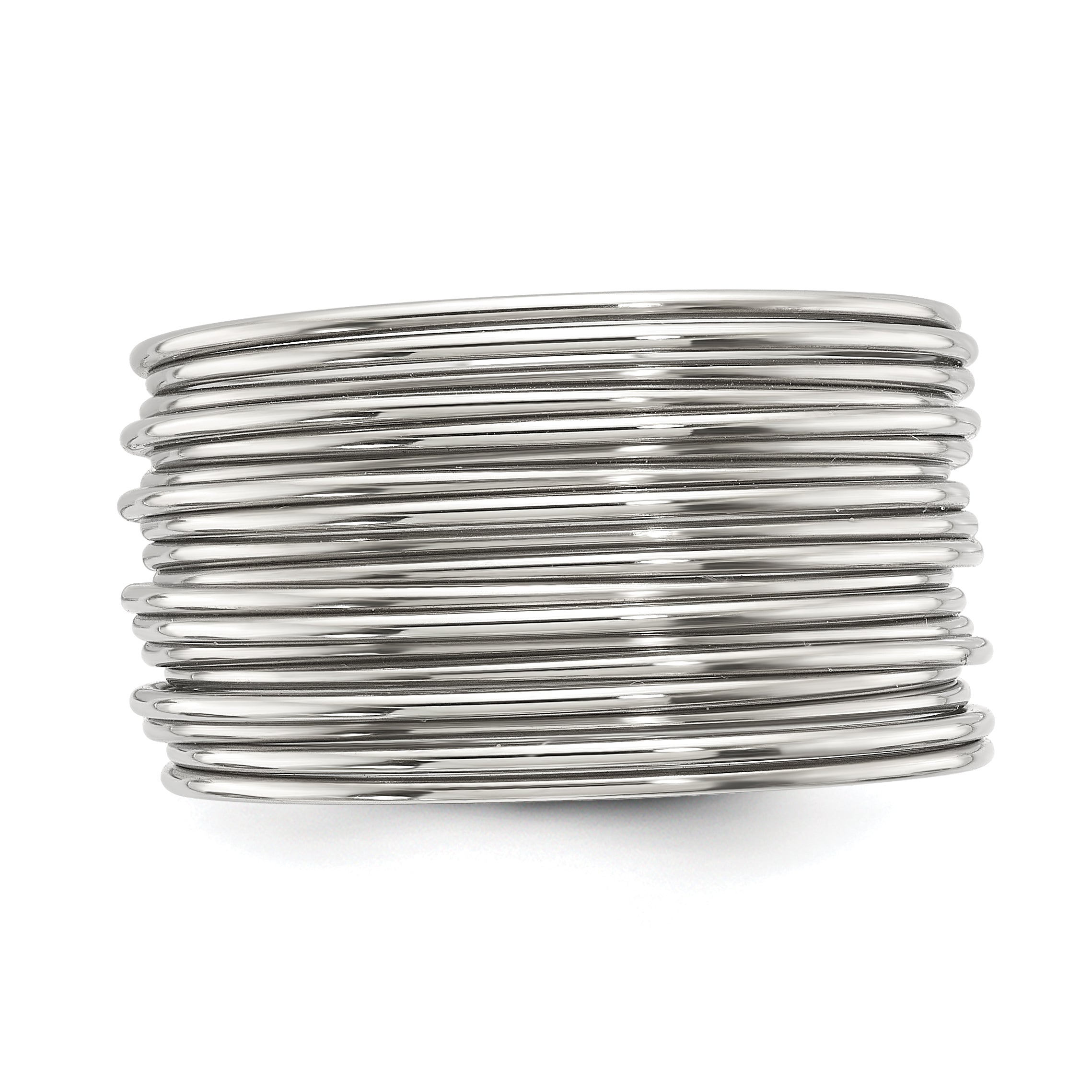 Polished Multi-Wire Stainless Steel Ring 13mm