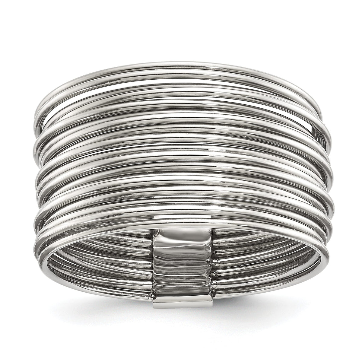 Polished Multi-Wire Stainless Steel Ring 13mm, Size 6–10 - Sophia Jewelers Main image