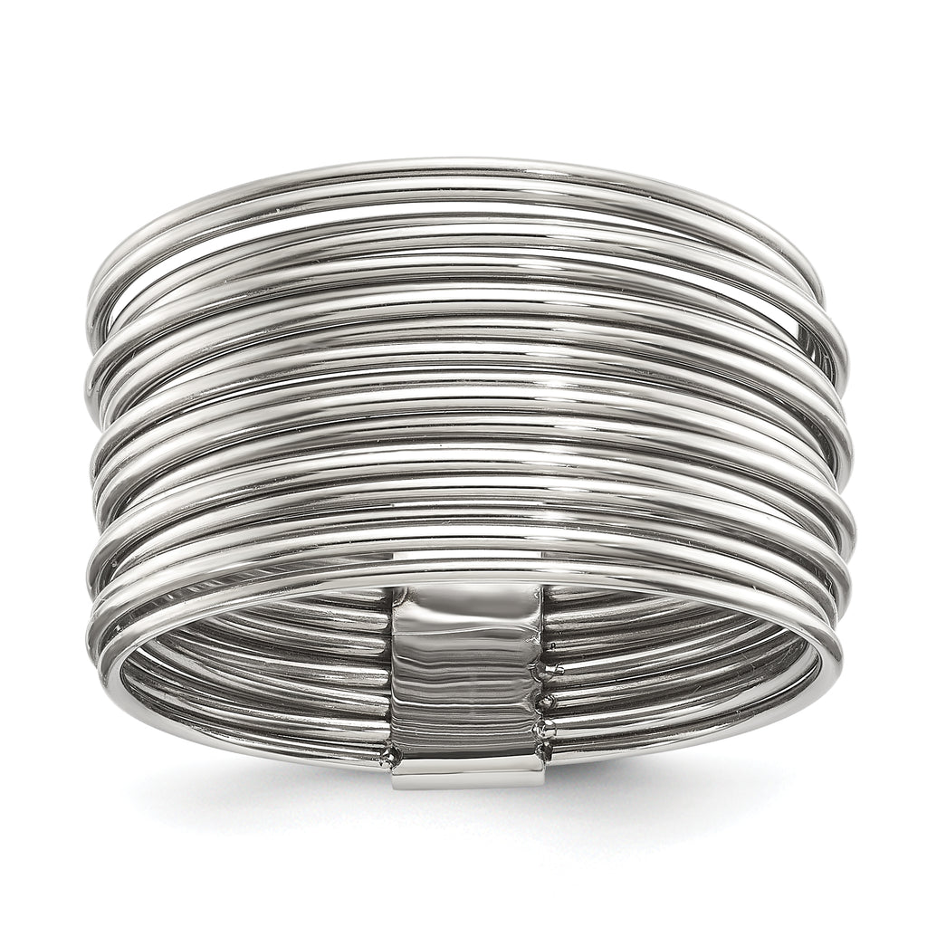 Polished Multi-Wire Stainless Steel Ring 13mm