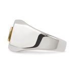 Men's Polished DAD Black Enamel Stainless Steel 14K Gold Accent Ring 8mm