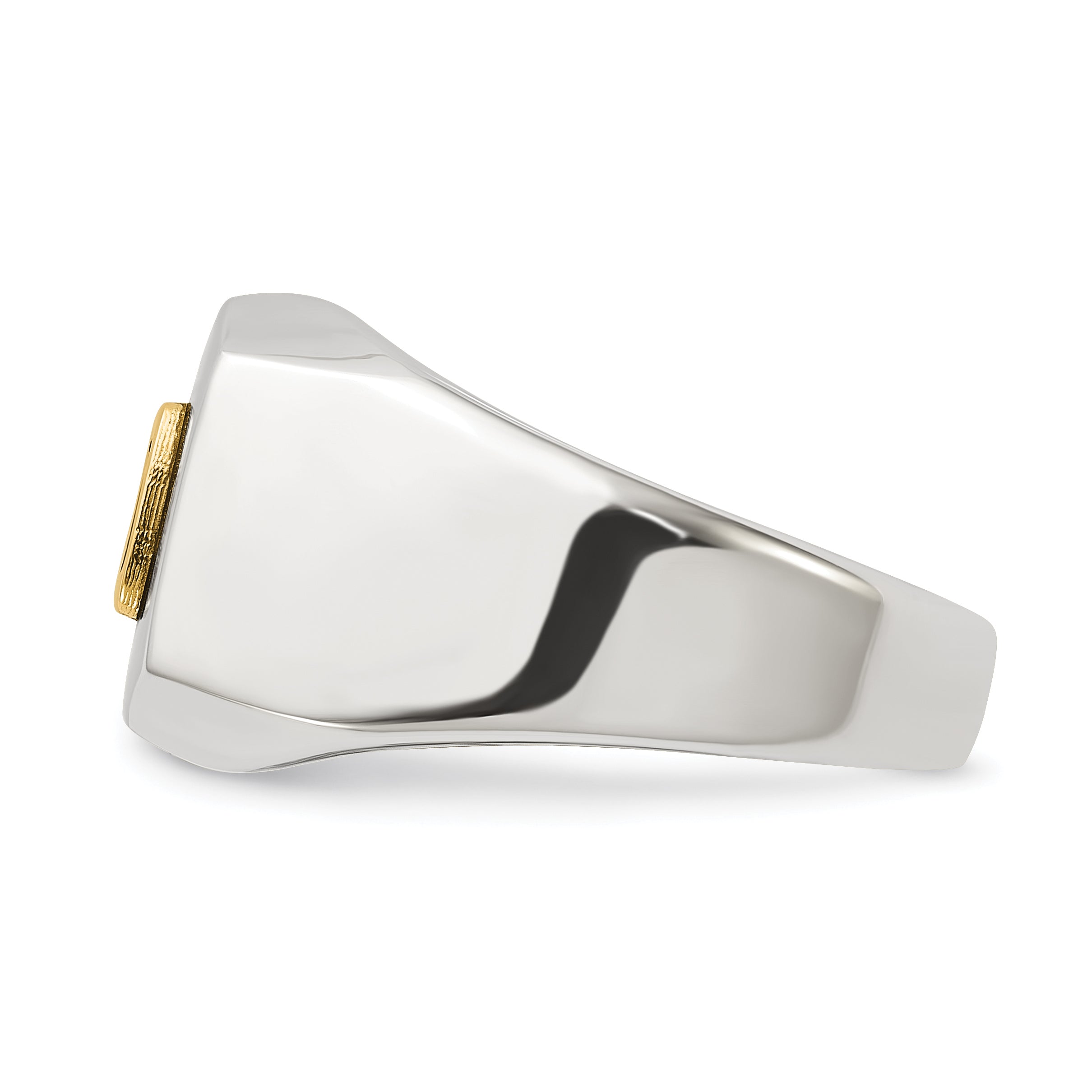 Men's Polished DAD Black Enamel Stainless Steel 14K Gold Accent Ring 8mm