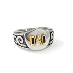 Men's Polished Diamond DAD Black Enamel Stainless Steel 14K Gold Accent Ring 8mm