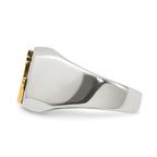 Men's Polished Anchor Black Enamel Stainless Steel 14K Gold Accent Ring 11mm