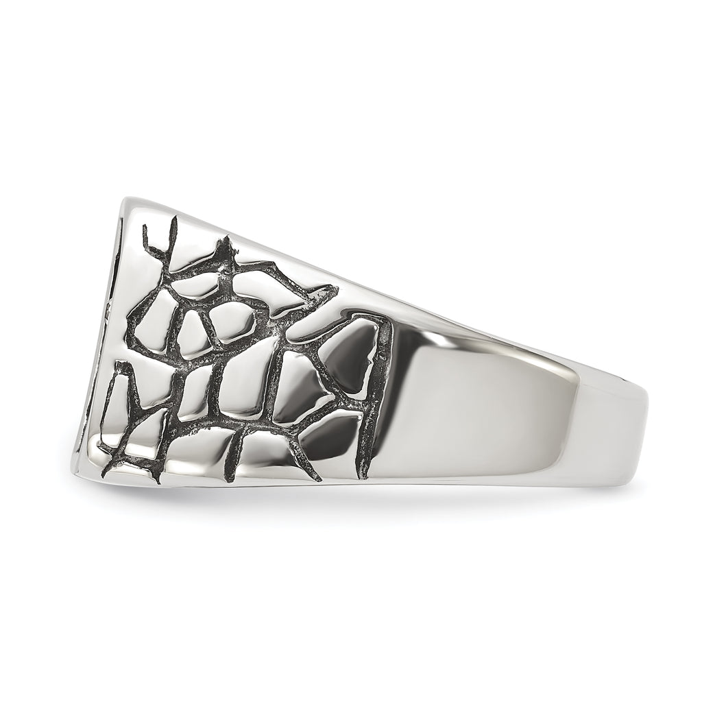 Men's Gold-Tone Antiqued Cubic Zirconia Cross Stainless Steel Ring 11mm