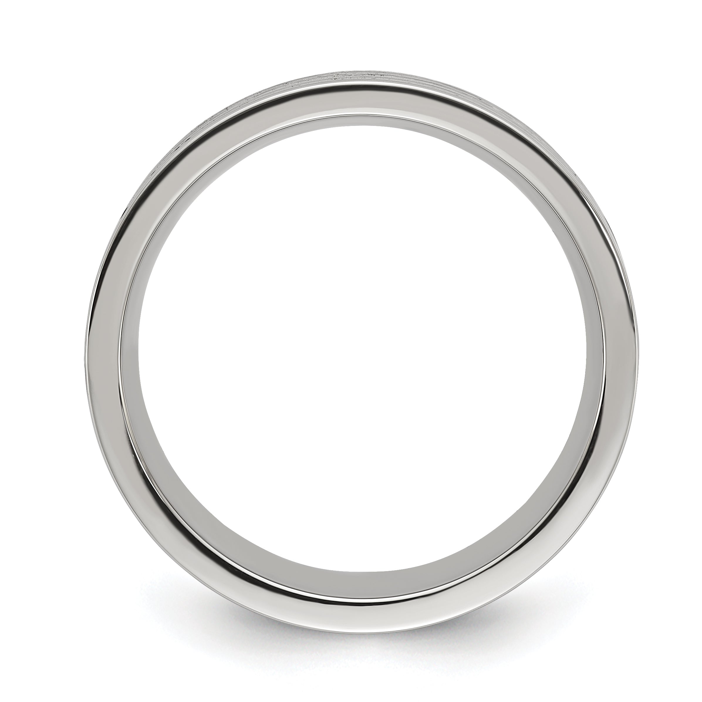Chisel Stainless Steel Polished with Wood, Imitation Meteorite and Red Stone Inlay 8mm Band Secondary image