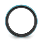 Chisel Stainless Steel Polished Black IP-plated with Imitation Turquoise Inlay 8mm Band