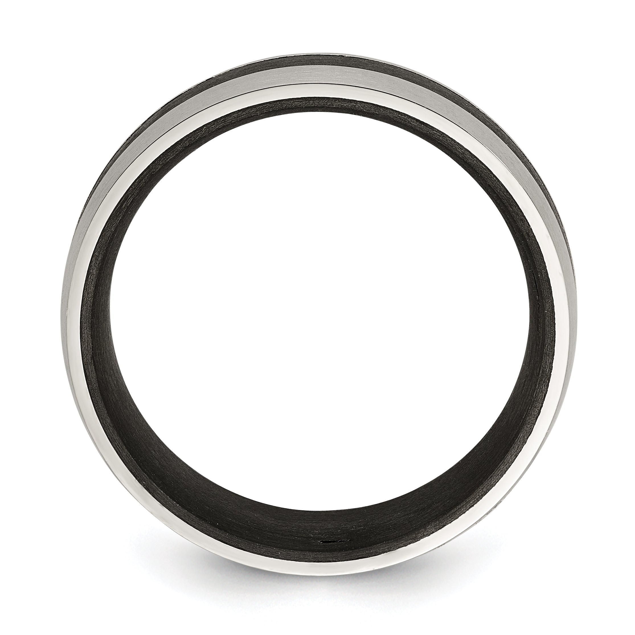 Chisel Stainless Steel Brushed and Polished Black Carbon Fiber Inlay 8mm Band