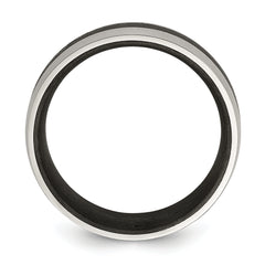 Chisel Stainless Steel Brushed and Polished Black Carbon Fiber Inlay 8mm Band
