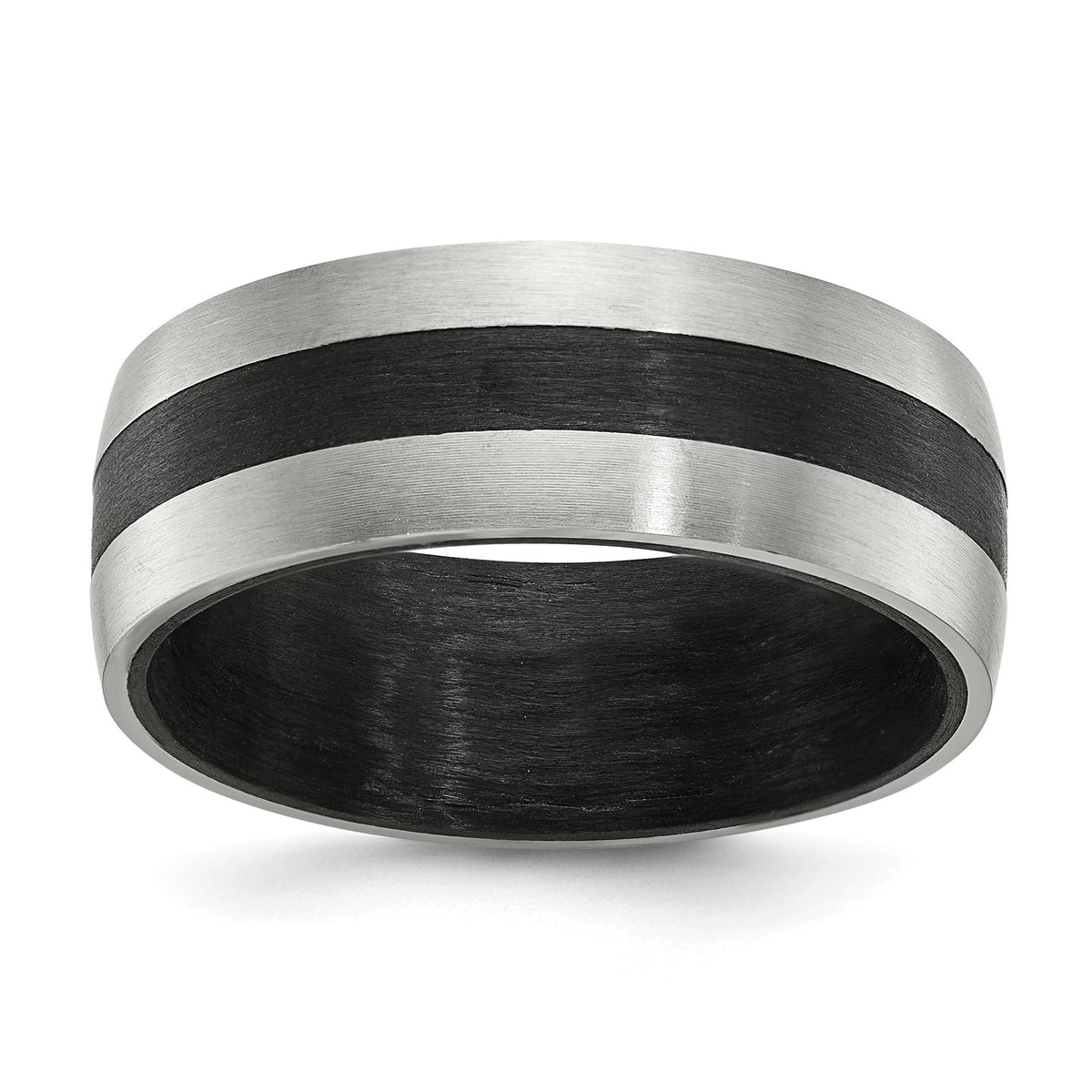 Chisel Carbon Fiber Inlay Wedding Band in Stainless Steel, 8mm, Size 8–13 - Sophia Jewelers Main image
