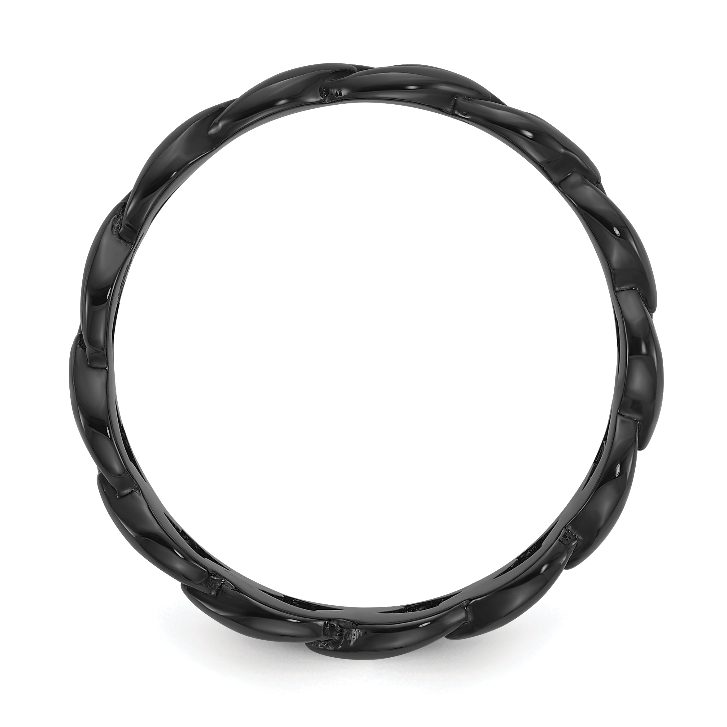 Black Curb Link Wedding Band in Stainless Steel, 8mm Secondary image