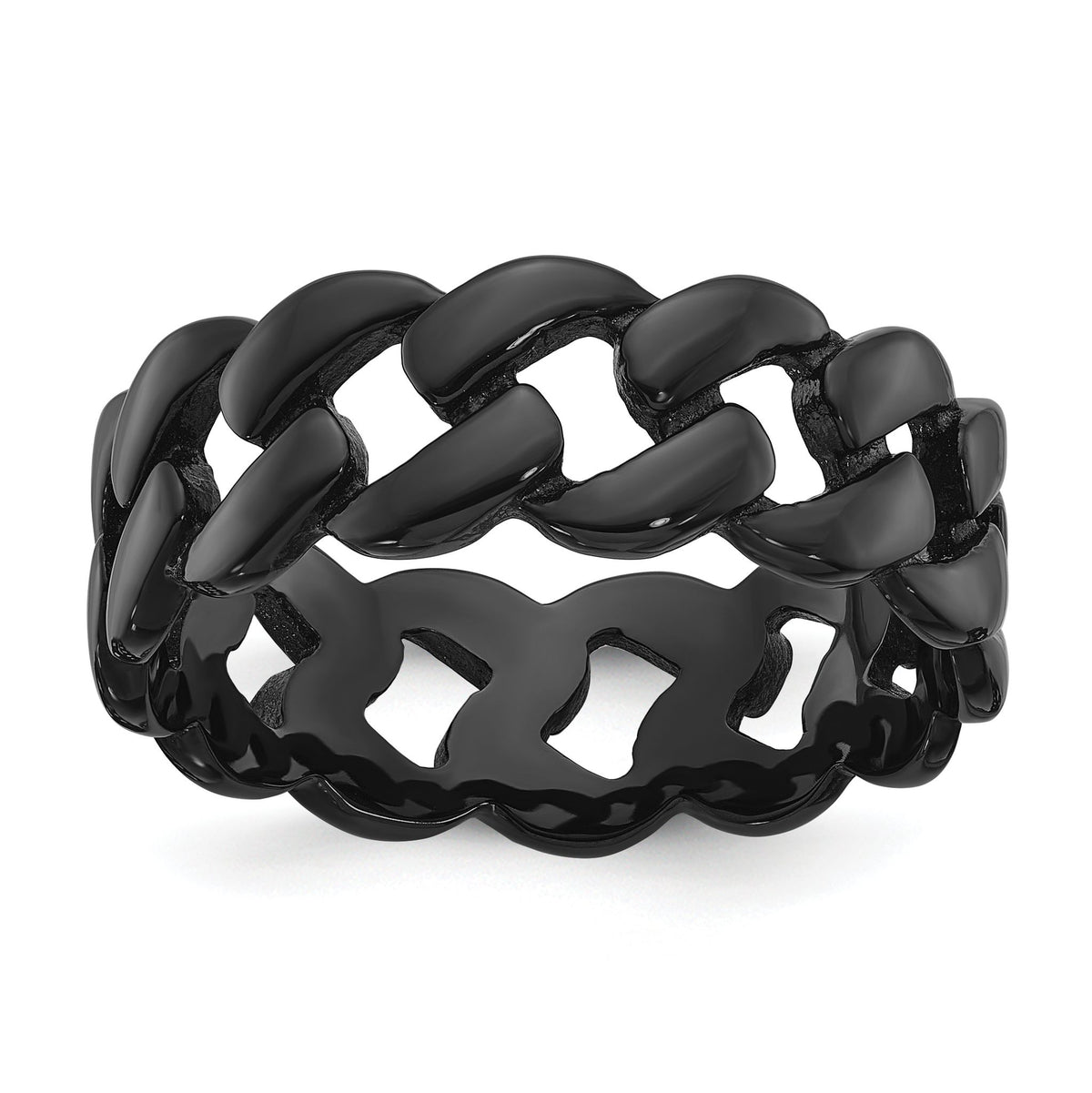 Chisel Men's Curb Link Wedding Band in Black IP-Plated Stainless Steel, 8mm, Size 8–13 - Sophia Jewelers Main image