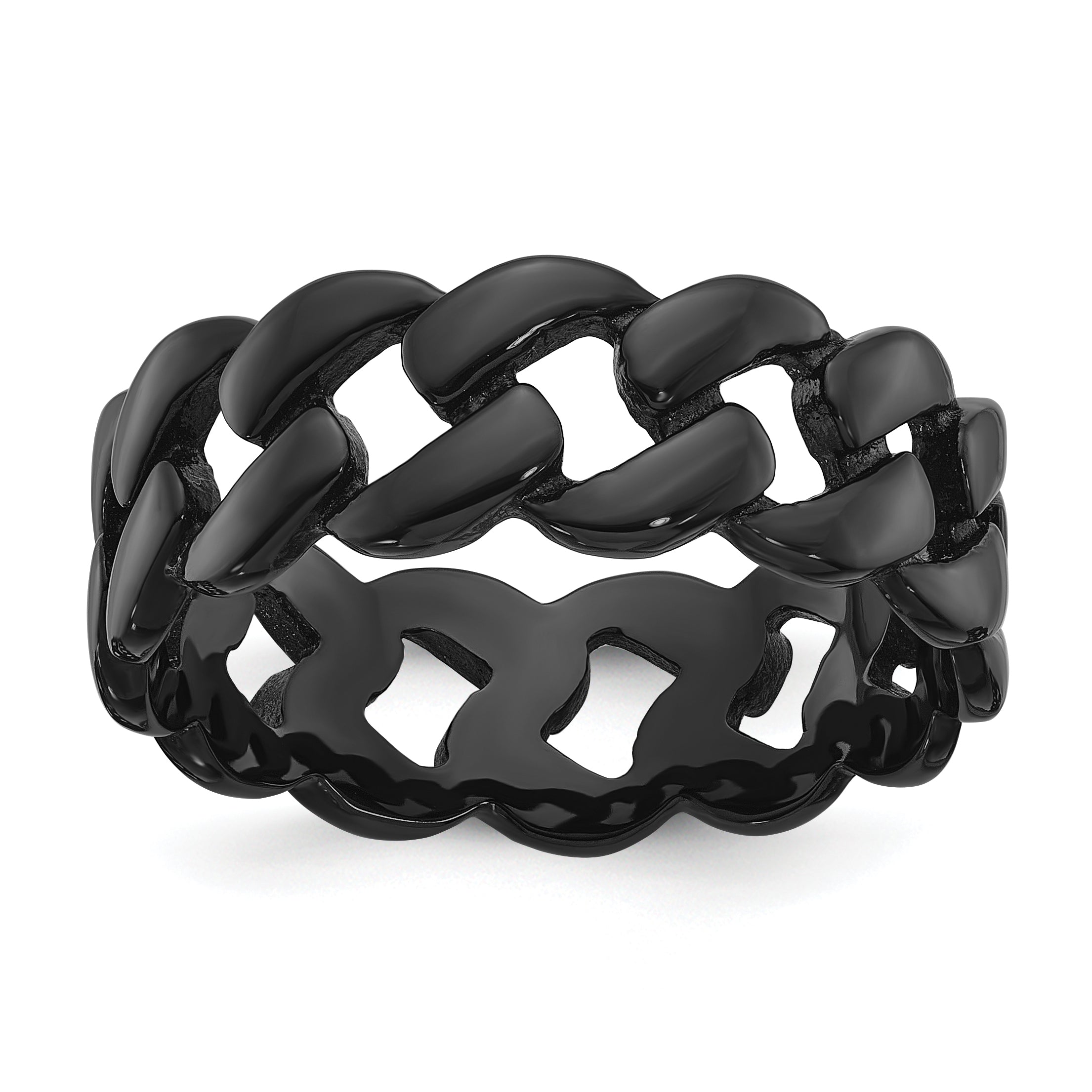 Chisel Stainless Steel Polished Black IP-plated 8mm Curb Link Band Main image