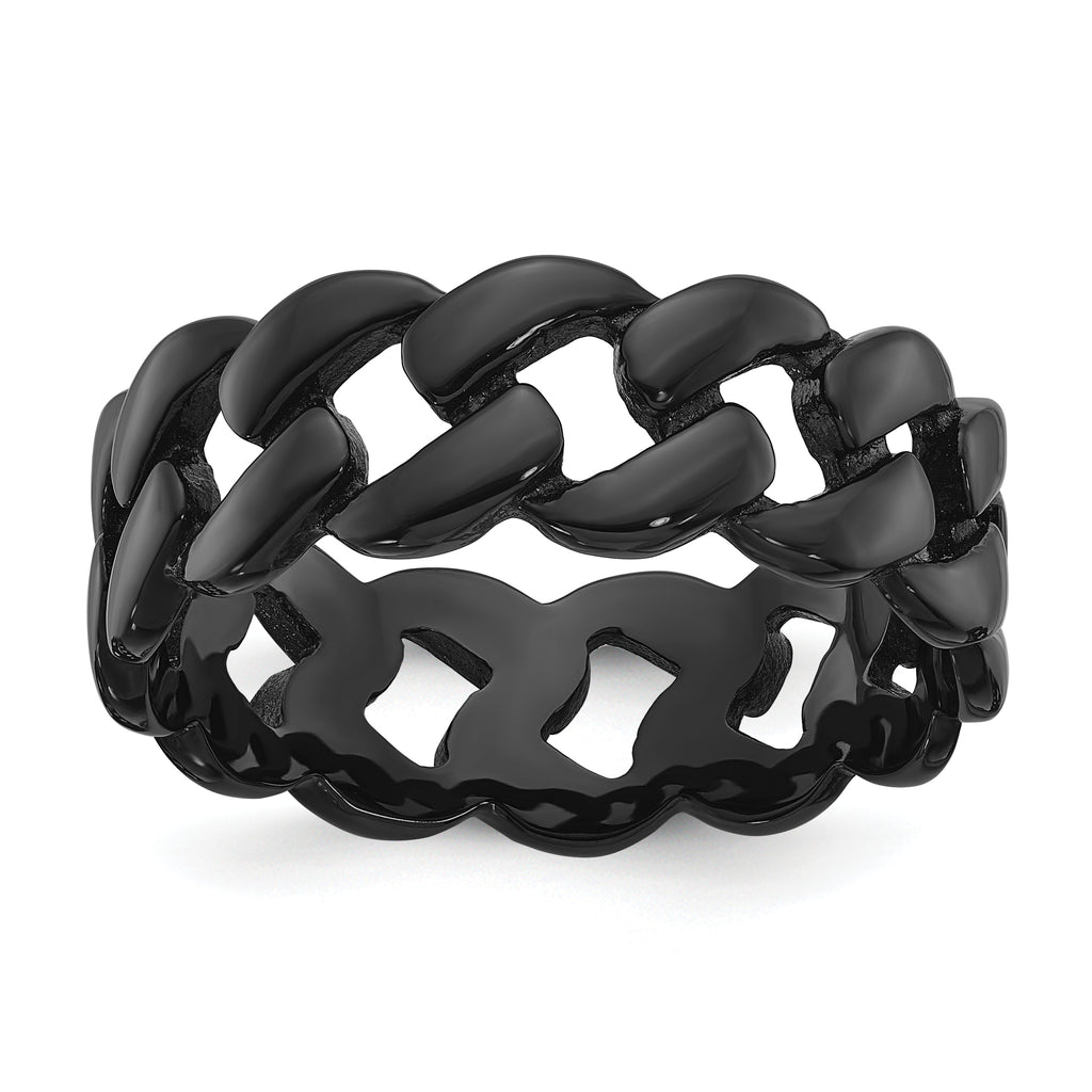 Chisel Stainless Steel Polished Black IP-plated 8mm Curb Link Band