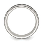 Chisel Stainless Steel Brushed and Hammered Black Carbon Fiber Inlay 7mm Band